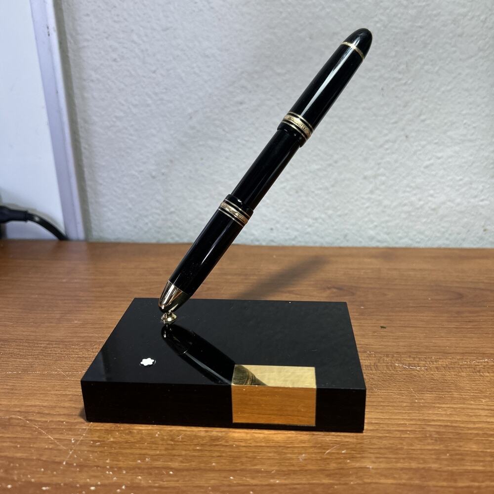 RARE Montblanc 149 Fountain Pen Factory Inverted Cap Band 14K With 149 Stand Pen